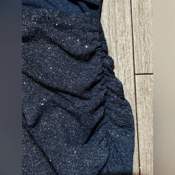 New Windsor Sparkling Navy Blue Ruched Mini Dress - Picture 5 of 7